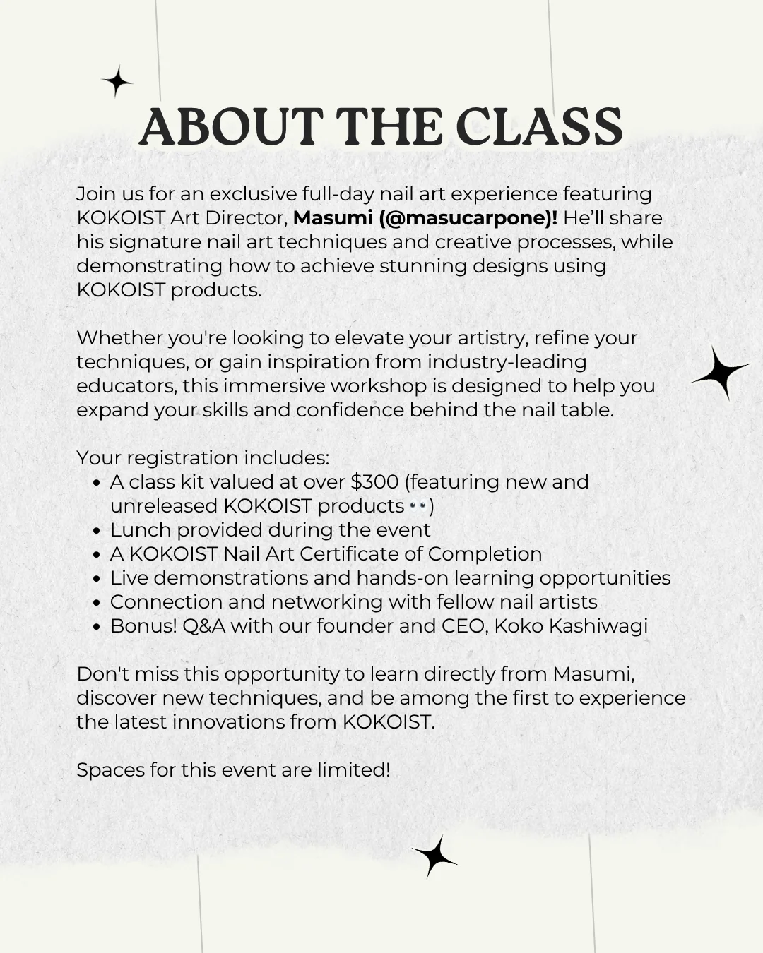 NEW YORK, NY 09/03 IN-PERSON KOKOIST Nail Art Workshop with Masumi Utsumi - Image 2